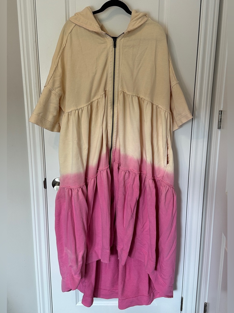 FREE PEOPLE women's garden glade pink cream ombre oversized "molly" cardigan, M.